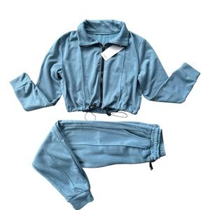 Blue Zip-Up Tracksuit Set